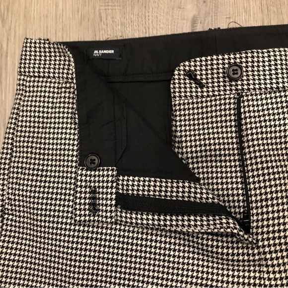 JIL SANDER NAVY Wool Micro Houndstooth Pants Size 38 - Picture 3 of 7